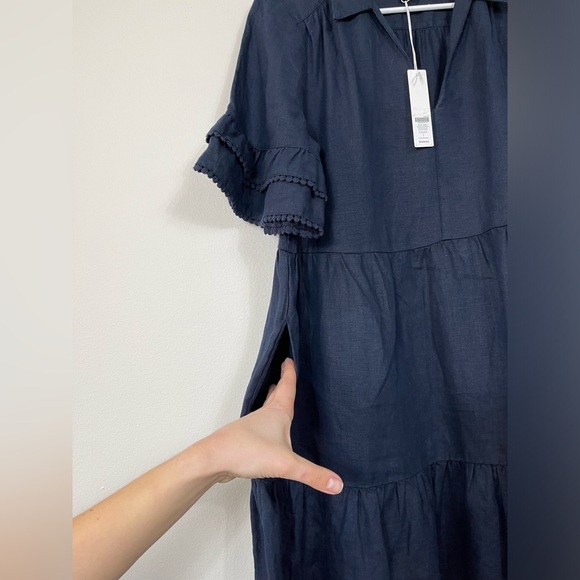 Chico's Short Solid Linen Sundress Blue Classic Navy Women's Dress Size 1US NWT - Picture 8 of 15